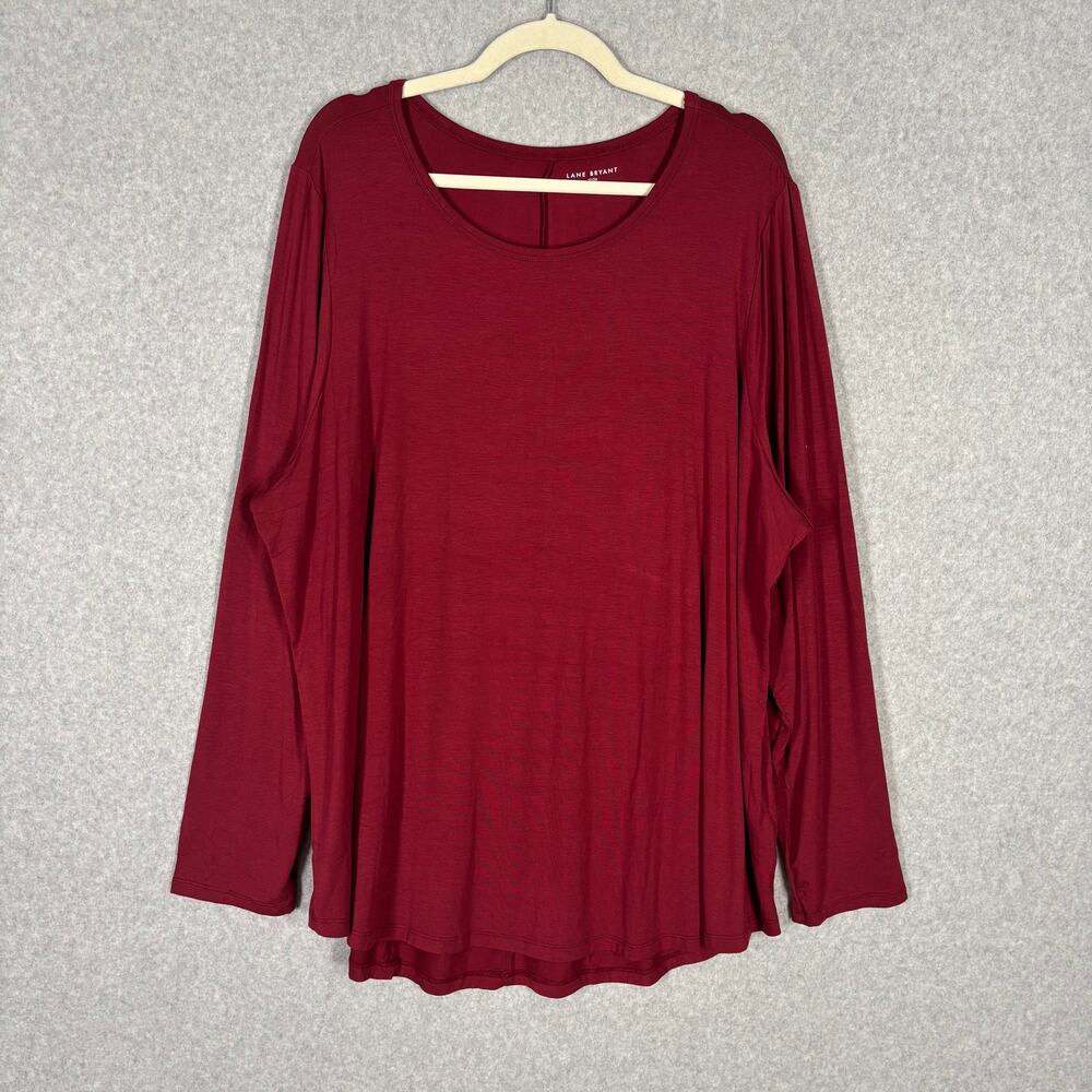 Lane Bryant Shirt 22 24 Burgundy Tunic Thin Soft Basic Everyday Stretch Moody